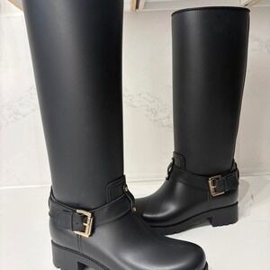 MULBERRY rubber rain boots size 37 with gold hardware